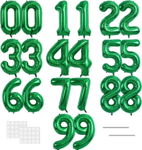 Vista 30 de TONIFUL Globos grandes de 50 pulgadas con números dorados del 0 al 9, globo digital grande de Mylar número 8 digital ocho para fiestas