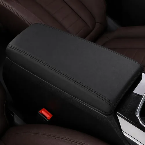 Vista 71 de Great-luck Funda de cuero para consola central, almohadilla para reposabrazos, accesorios de cubierta de caja (costuras rojas) para BMW X1 2023 2024