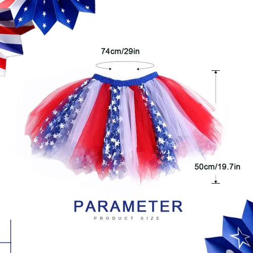 Vista 3 de Nicute Falda tutú para mujer, 4 de julio, color rojo, blanco y azul, con estrellas, divertida, patriótica, para fiesta del Día de la Independencia