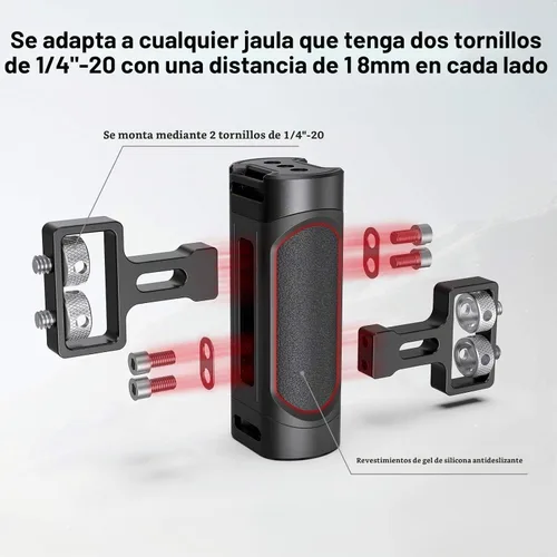 Vista 4 de SMALLRIG Mini Mango Lateral Empuñadura con Doble Montaje de Tornillo 1/4"-20 para Cámara Digital sin Espejo Cámara DSLR Jaula de Cámara Pequeña