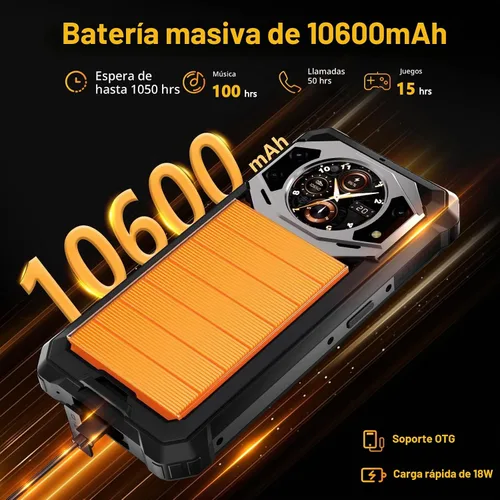 Vista 4 de FOSSIBOT F101P Teléfono de llamada resistente, Android 13 7GB+64 GB /1 TB Smartphone resistente 10600mAh teléfono desbloqueado 123dB teléfono