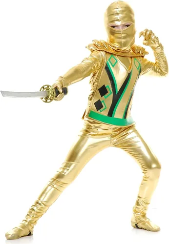 Vista 2 de Disfraz ninja dorado Avengers Series III para niños, M, Dorado