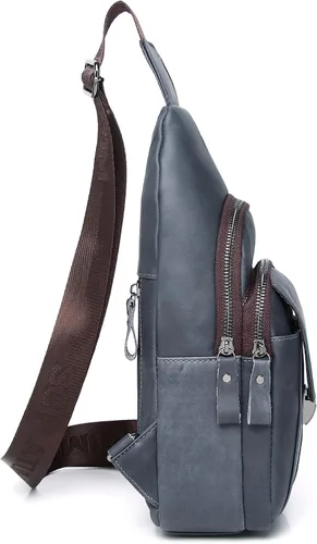 Vista 35 de LUKZIJAES Bolso bandolera de cuero genuino para hombre