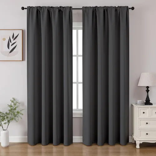 Vista 25 de CUCRAF - Cortinas opacas beige de 45 pulgadas, juego de 2 paneles con bolsillo para barra, cortinas para oscurecer dormitorios y sala de estar