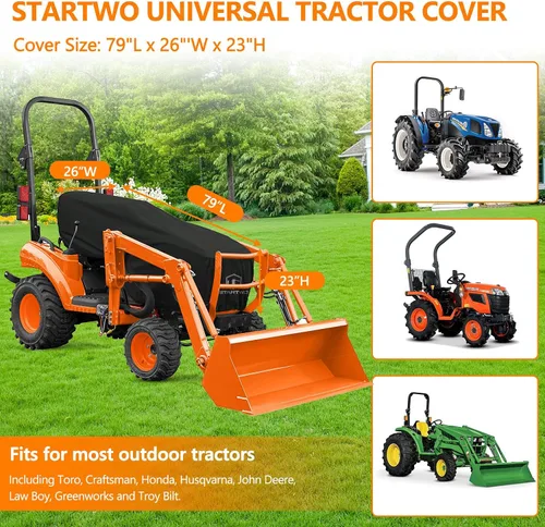 Vista 2 de STARTWO Funda para Tractor Impermeable de Servicio Pesado, Funda Anti-UV Resistente a Rasgaduras para Cubierta de Tractor Utilitario Compacto