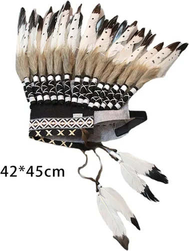 Vista 2 de Chief Indian Hat - Tocado decorativo de plumas para espectáculo de Halloween
