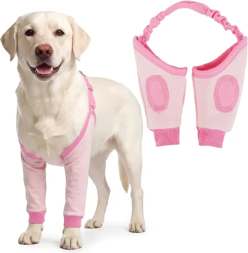 Vista 9 de DENTRUN Manga de pierna para cirugía de perro para patas delanteras, protector de rodilla para codo, manga para dejar de lamer, ajuste cómodo