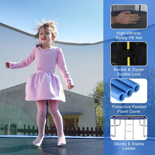Vista 4 de Goplus Trampolín de 8 pies, 10 pies, 12 pies, 14 pies, 15 pies, 16 pies, aprobado por ASTM, resistente a la intemperie, trampolines recreativos
