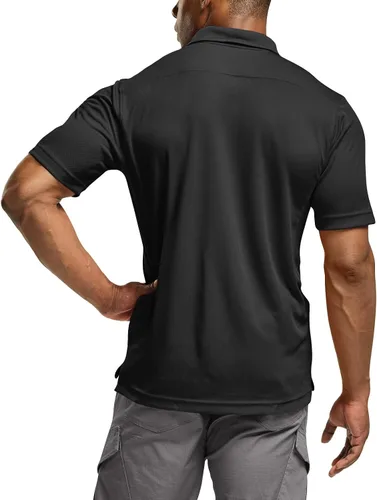 Vista 3 de CQR Camiseta polo táctica para hombre, de manga corta, ligera y con Dry Fit, tela piqué, FPU 50+, para exteriores