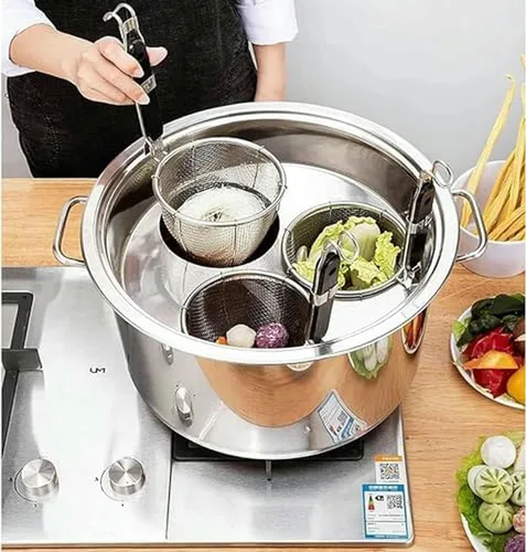 Vista 8 de Olla para Pasta De Acero Inoxidable, Juego De Olla para Pasta Con Cesta para Insertar, 4 Agujeros