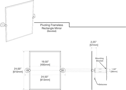 Vista 4 de Gatco Designer II - Espejo rectangular sin marco, cromado, montado en la pared, 24 pulgadas de alto x 19.50 pulgadas de ancho, espejo biselado