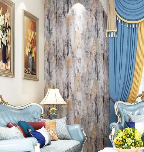 Vista 3 de Livelynine Papel tapiz de hormigón metálico para despegar y pegar para dormitorio, papel de contacto de concreto de vinilo para paredes, papel tapiz