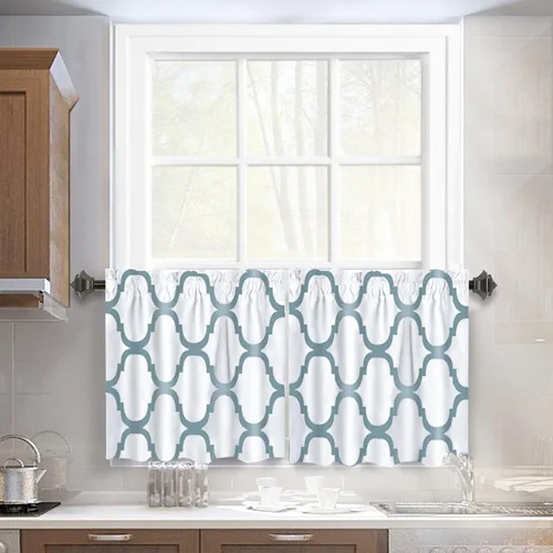 Vista 46 de Melodieux - Cortinas de bolsillo de moda marroquí para cocina, cafetería o baño, pequeñas ventanas