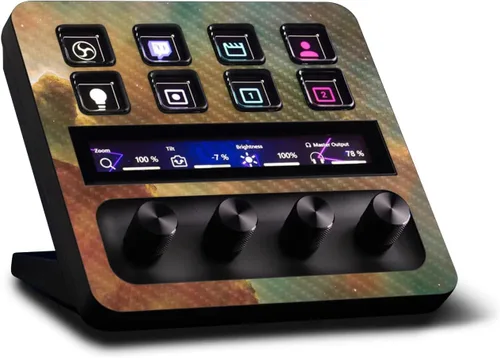 Vista 16 de MightySkins - Piel de fibra de carbono compatible con Elgato Stream Deck + - Morado sólido Acabado de fibra de carbono texturizado protector