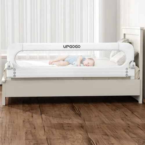 Vista 10 de UPGOGO Barandilla plegable para niños pequeños, gris, 33 pulgadas de largo