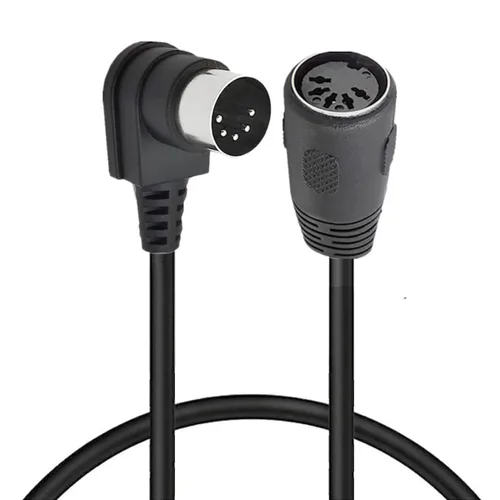 Vista 6 de Cable de extensión MIDI DIN, 5 pines DIN de 90 grados de ángulo macho a enchufe hembra Cable adaptador MIDI/AT para sintetizador de teclado MIDI