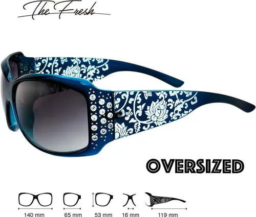 Vista 3 de The Fresh Gafas de sol clásicas de moda con diamantes de imitación de moda con caja de regalo
