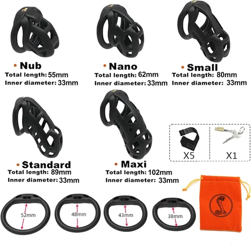 Vista 7 de Dispositivo de castidad masculina nueva jaula de castidad 3.0 dispositivo de castidad masculina con 4 anillos de resina para el pene, jaula