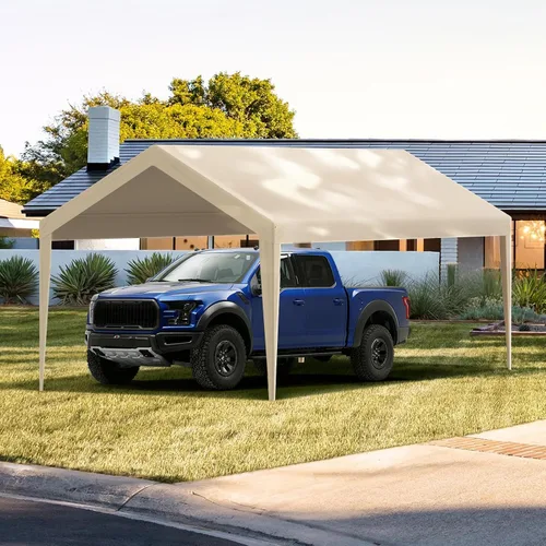 Vista 99 de VEVOR Cobertizo Tienda de Almacenamiento Exterior Portátil Resistente de 6 x 8 x 7 pies, Refugio de Cochera Garaje Impermeable con Puerta Enrollable