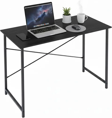 Vista 8 de Escritorio para computadora de 32 pulgadas, escritorio simple para oficina en casa, mesa de estudio, marco de metal resistente, escritorio MDF