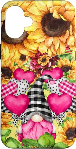 Vista 23 de Cute Sunflower Pattern for Women Pink Valentines Gnome Case for iPhone 17
