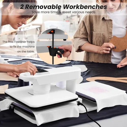 Vista 7 de AKEYDIY Prensa de calor de 15 x 15, máquina de prensa de calor automática de doble estación para camisetas, prensa digital de sublimación