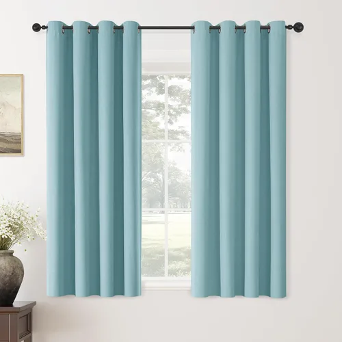 Vista 48 de ChrisDowa Cortinas 100% Opacas de Abedul Sólido de 45 Pulgadas de Largo, 2 Paneles para Dormitorio y Sala de Estar, Estilo Granja Oscurecedoras