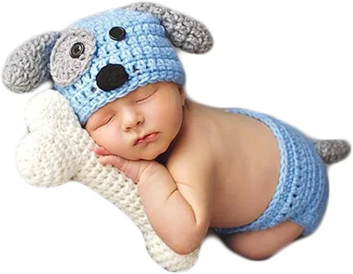 Vista 8 de Accesorios de fotografía para bebés recién nacidos, accesorios para sesión de fotos, trajes de ganchillo de punto unisex lindo sombrero pantalones