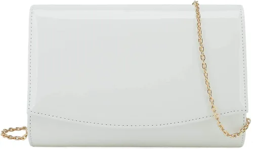 Vista 13 de CHARMING TAILOR Bolso de noche elegante clásico con solapa de charol, bolso de vestir elegante