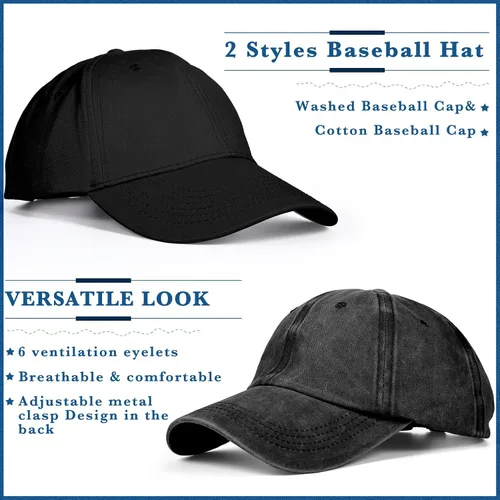 Vista 2 de Jecery 12 gorras de béisbol para mujeres y hombres, gorras de béisbol lavadas, gorras deportivas de algodón ajustables para adultos, actividades al