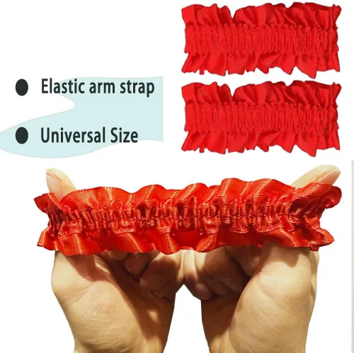Vista 2 de Firdnyohs 1 par de ligas de brazo para hombre, ligas de manga de los años 20, liguero rojo rugiente, ligas de brazo rojo de los años 20, disfraces