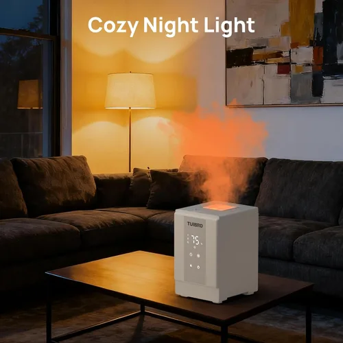 Vista 5 de TURBRO Humidificador de vapor de acero inoxidable 304 de 4 l/1 galón, humidificador de niebla cálida para dormitorio, bebé, salida de 16.9 fl oz/h
