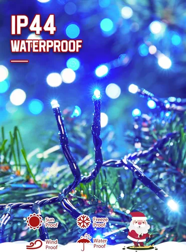 Vista 2 de Minetom Luces LED para árbol de Navidad de 50 pies, 1000 luces LED para exteriores, cuerda de petardos para exteriores, 12 modos, temporizador