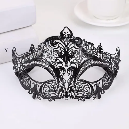 Vista 5 de Esaleely Máscara de máscaras para parejas, hombres griegos romanos, máscara veneciana de metal para Halloween, Mardi Gras, fiesta de baile