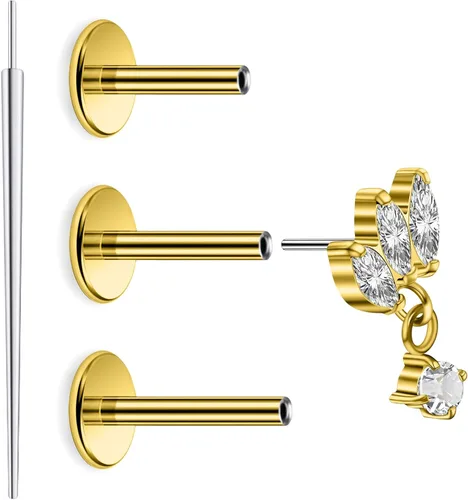 Vista 15 de 20G 18G 16G Astm F136 Titanio Sin Rosca Parte Trasera Plana Aretes Tragus Hélice Concha Joyería de Piercing Nariz Labio Anillos Hélice Frontal