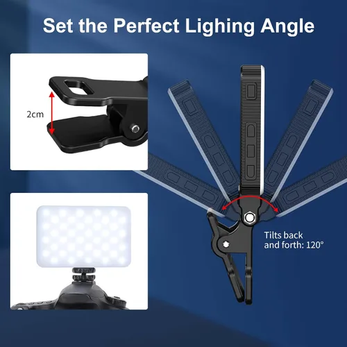 Vista 8 de King Ma Luz para selfie, luz LED con 3 modos y clip recargable Vlog Light