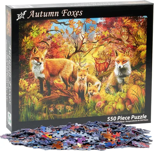 Vista 5 de Vermont Christmas Company Rompecabezas de zorros de otoño de 550 piezas