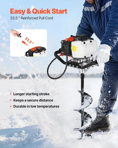 Vista 4 de VEVOR 52CC Gas Powered Ice Auger for Ice Fishing 8" Diameter
