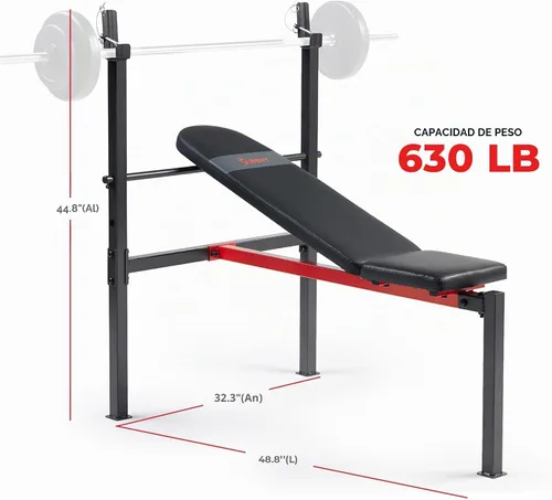 Vista 5 de Sunny Health & Fitness Weight Bench & Squat Rack for Strength Training