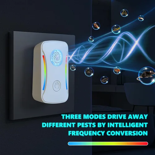 Vista 2 de Paquete de 6 repelentes ultrasónicos de control de plagas con 3 modos, repelente electrónico de arañas en interiores para insectos, cucarachas