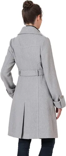 Vista 4 de BGSD Gabardina Nia para mujer con cinturón de mezcla de lana con babero extraíble (también disponible en tallas grandes y pequeñas)