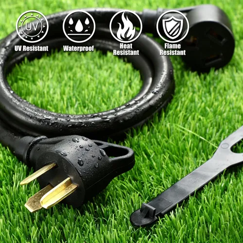 Vista 5 de Kanayu Cable de extensión NEMA 10-30p/r para secadora de 3 clavijas de 6.6 Negro