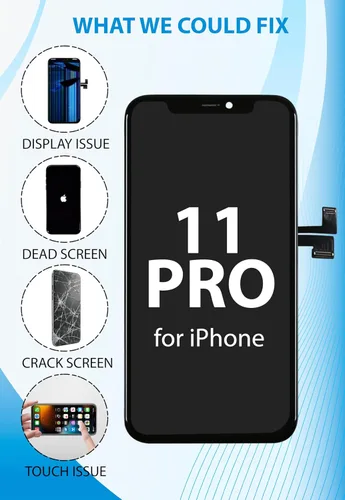 Vista 6 de Ayake Reemplazo de pantalla para iPhone 11 Pro, pantalla LCD FHD de 5.8 pulgadas y pantalla digitalizadora táctil, tono real programable, restos