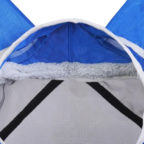 Vista 19 de Harrison Howard Máscara de mosca de caballo luminosa profesional estándar con orejas protección UV para caballo, azul y plateado, pequeño poni Azul