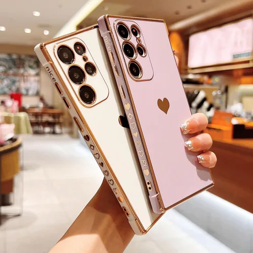 Vista 141 de phylla Funda de teléfono compatible con Samsung Galaxy A12 de 6.5 pulgadas, lindo corazón chapado en oro, elegante funda de lujo para mujer