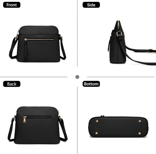 Vista 6 de LA TERRE Bolsa pequeña cruzada, bolsa de hombro estilo cúpula con bolsillo con cremallera y correa ajustable