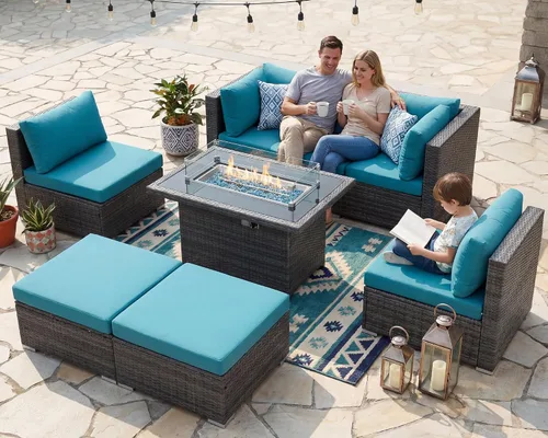 Vista 52 de NICESOUL Juego de muebles de patio de ratán extra grande con mesa para fogata de gas y propano, 29.3 pulgadas, respaldo alto, cómodos conversaciones
