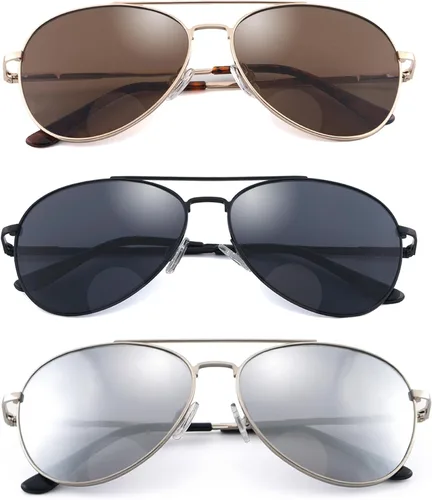 Vista 6 de Gafas de sol bifocales clásicas, gafas de lectura de metal Command Aviator para hombre 1.0