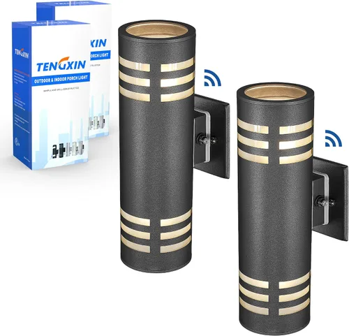 Vista 11 de TENGXIN Aplique de pared para exteriores, luz de porche arriba/abajo, acero inoxidable 304 y vidrio templado, acabado negro, E27, certificación UL