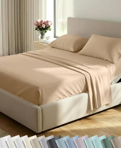 Vista 21 de California Design Den Juego de sábanas tamaño King, 100% algodón, sábanas lujosas de 600 hilos con bolsillo profundo, ropa de cama duradera con 16